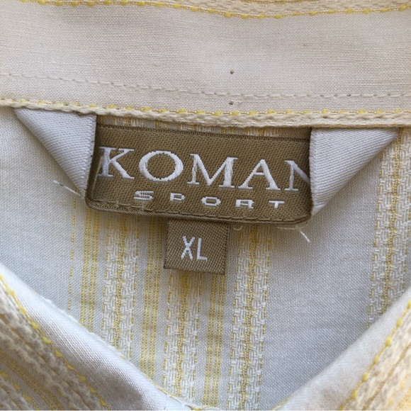 KOMAN Sport Men’s Size XL Cream/White Button-Down Shirt Western Embroidered Top - Picture 3 of 15